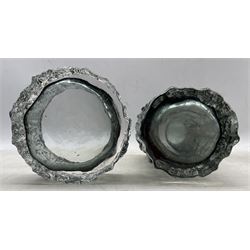 Geoffrey Baxter for Whitefriars a pewter bark textured vase H24cm and bowl (2)