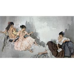 After Sir William Russell Flint (Scottish 1880-1969): 'Three Girls', limited edition colour print numbered 201/850 pub. 1992, 31cm x 55cm