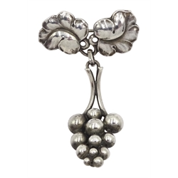 Georg Jensen 'Moonlight Grapes' brooch, designed by Harald Nielse, No 217A, London import marks 1990