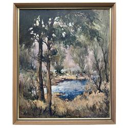 Robert Leslie Howey (British 1900-1981): 'Blue Pool Borrowdale', oil on board signed and dated '71, titled on label verso 60cm x 50cm 
Provenance: with The Hawkshead Gallery, Ambleside, label verso
