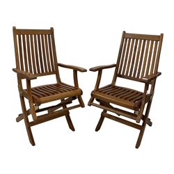 Westminster - pair of teak folding garden chairs 