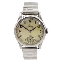 Omega Fab Suisse manual wind wristwatch, silvered ail with subsidereary seconds dial, on expanding strap