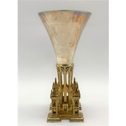 Silver and silver gilt limited edition Gloucester Cathedral goblet commemorating the foundation in AD681 H16.5cm No. 124/681 10.8oz with certificate