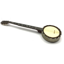  J E Dallas 415 Strand early 19th Century 5-string banjo No.2983 with engraved chrome drum, mother of pearl inlaid frets  