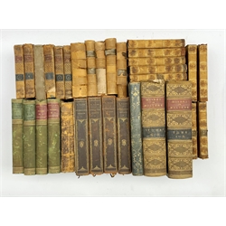 Oeuvres de Moliere four volumes bound as two 1854 in prize binding, Recueil des Lettres de Madame Sevigne nine volumes published 1775 in tree calf and other books in the French language