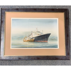 David C. Bell (b.1950): Queen Elizabeth 2 watercolour, signed 42cm x 67cm ARR may apply to this lot