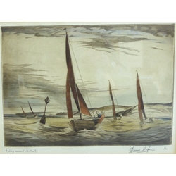  Edward Bouverie-Hoyton (British 1900-1988): 'Gybing Round the Mark', drypoint etching No.1/100, signed and titled 28cm x 37cm  