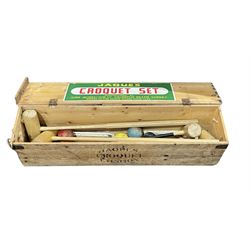 Jaques of London croquet set in original pine box 