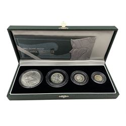 The Royal Mint United Kingdom 2003 silver proof Britannia four coin collection, cased with certificate 