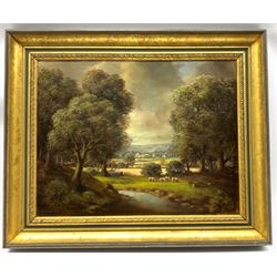 A J Heyden (British 19th century): Cattle Grazing in a River Landscape, oil on board signed 34cm x 44cm