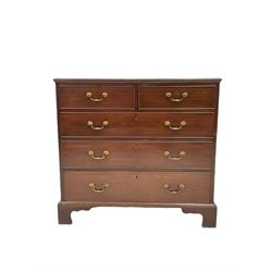 18th century and later chest of drawers, fitted with two short over three long graduated drawers, raised on bracket supports 