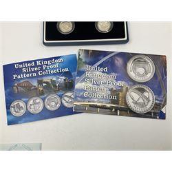 The Royal Mint United Kingdom 2003 silver proof one pound coin pattern collection, cased with certificate