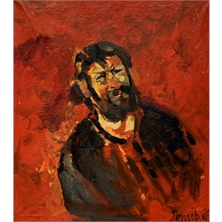 Mick Arnup (British 1923-2008): Self Portrait in Red, oil on canvas signed and dated '69, 89cm x 79cm 
Provenance: By direct descent from the Arnup family