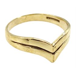9ct gold wishbone ring, hallmarked