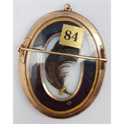 English School (Early 19th century): Portrait of 'Hamilton Ross', miniature on ivory, in gold (tested) mount with split pearl surround, guilloche enamel mount encasing a feather verso, 6cm x 4.5cm