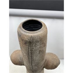 Charles Bound (born 1939-): A large 1980's studio pottery sculpture entitled 'Totem', potters seal mark, H99cm