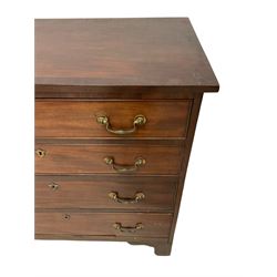 19th century mahogany straight-front chest, crossbanded top over four graduating cock-beaded drawers, raised on bracket feet