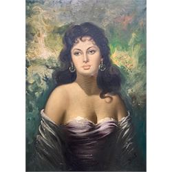 After Leon Jean Basile Perrault (French 1832-1908): Portrait of a Glamorous Lady, oil on canvas signed L Basile 69cm x 49cm