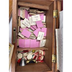Picture Lotto - An Edwardian game with folding time board, uncut printed cards, name cards etc in original mahogany box W26cm possibly by John Jacques & Sons