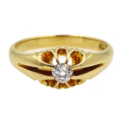 Early 20th century gold single stone old cut diamond ring, stamped 18ct, makers mark H & S, diamond approx 0.10 carat