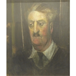  Mick Arnup (British 1923-2008): Portrait of a gentleman, oil on canvas signed verso 60cm x 50cm  Provenance: By direct decent from Arnup family  