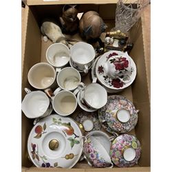 Hunting and Animal related ceramics and ornaments including a Hunting scene water set, Border Fine Arts German Shepherd, mugs, brass letter rack etc in three boxes