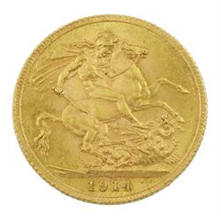 King George V 1914 gold full sovereign coin