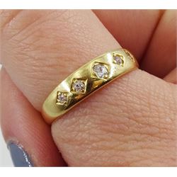Victorian gold five stone diamond gypsy set ring, stamped 18ct