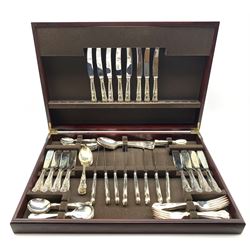 Canteen of silver-plated Kings pattern cutlery for eight settings, plus extra in case 