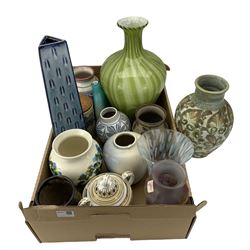 Studio pottery, studio glass and other decorative items in one box