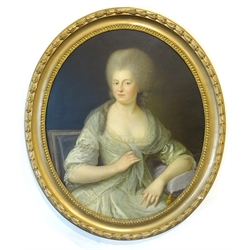 Dutch/French School (Late 18th century): Portrait of a member of the Van Loon Family, oval oil on canvas c.1770 unsigned 77cm x 65cm 
Provenance: by repute from the collection of the Van Loon Family, numerous seals verso