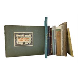 Collection of books on Russell Flint's works including Modern Masters of Etching published 1931 No.27, Famous Water-Colour Painters 1928, More Than Shadows, 1st Edition 1943 and other books 