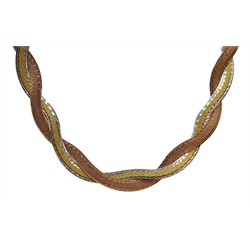 9ct tri-coloured gold weave necklace, approx 6.66gm
