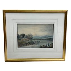 Harry English (British 19th century): Lakeside Landscape with Figures, pair watercolours unsigned 24cm x 36cm (2)