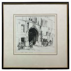 Frederick (Fred) Lawson (British 1888-1968): 'Stonebow - Lincoln' Guildhall, pencil signed and titled 23cm x 24cm