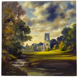 Jeremy Taylor (British 1957-): 'Fountains Abbey', oil on canvas signed, titled and dated 2018 verso 41cm x 41cm