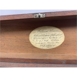Early 19th century brass pantograph inscribed on one arm 'Harris 47 Holborn, London, original case with paper label L68cm
