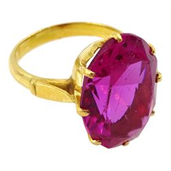 22ct gold gold single pink synthetic stone ring