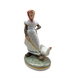 Royal Copenhagen porcelain figure 'Goose Girl' no. 528 designed by Christian Thomsen, H18.5cm