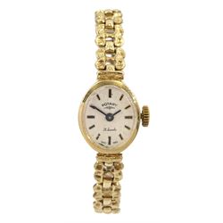 Rotary ladies 9ct gold manual wind wristwatch, on 9ct gold strap, hallmarked, boxed
