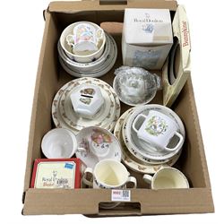 Group of Nursery Ware including Bunnykins, Wedgwood Beatrix Potter, Royal Doulton Brambly Hedge 'Summer' cup and saucer (boxed) etc in one box
