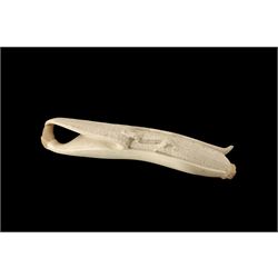 Japanese Meiji carved ivory okimono in the form of a partly peeled banana, L12cm 