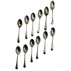 Set of six silver tea spoons engraved with initial 'A' Sheffield 1931 Maker Atkin Bros. and another set of six tea spoons Sheffield 1933 7.8oz