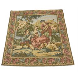 Machined tapestry panel of figures in classical landscape 60cm x 60cm