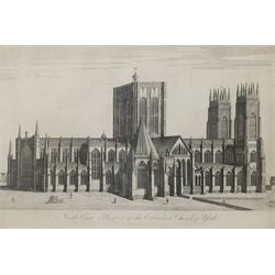 After John Buckler (British 1770-1851): York Minster, hand-coloured lithograph by R Reeve pub. 1807, 50cm x 66cm, together with a 19th century engraving of the same subject 52cm x 76cm (2)