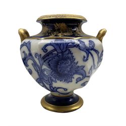William Moorcroft Macintyre Aurelian Ware two handled vase, H13cm 