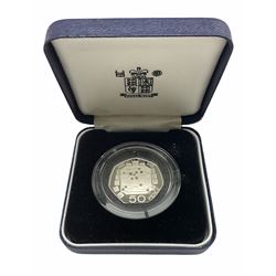  The Royal Mint EEC 1992/1993 dual dated silver proof fifty pence coin, cased with certificate