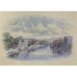 George Fall (British 1845-1925): 'York' View Over River Ouse, watercolour signed and titled 23cm x 30cm