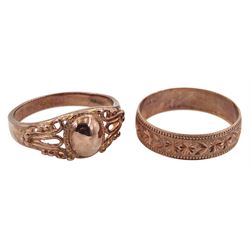 Two 9ct rose gold rings, both hallmarked, approx 5.15gm