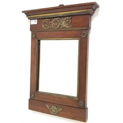 Regency mahogany upright wall mirror, with floral gilt metal mounts, later gilt paint and plate mirror 36cm x 49cm